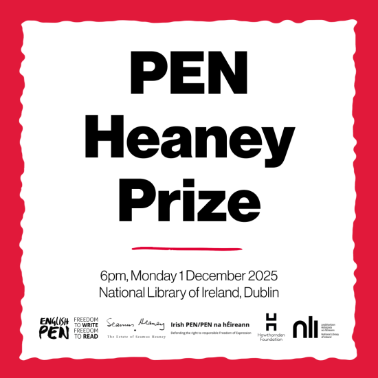 PEN Heaney Prize 6pm, Monday 1 December 2025 National Library of Ireland, Dublin