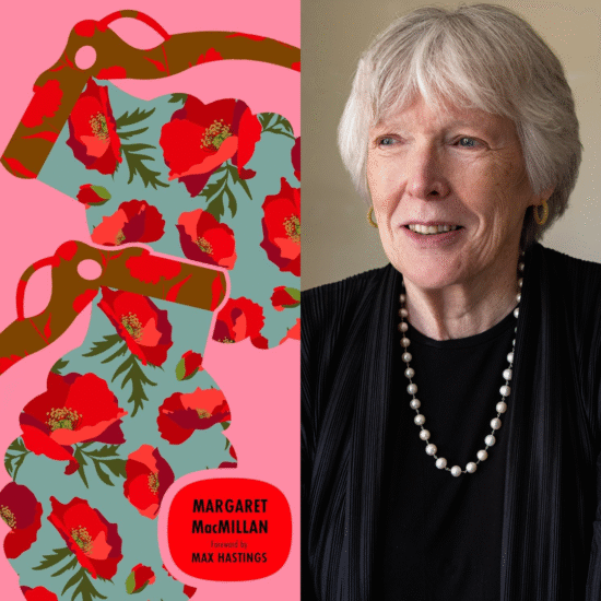 Compilation image of Margaret MacMillan's headshot and the front cover of Peacemakers